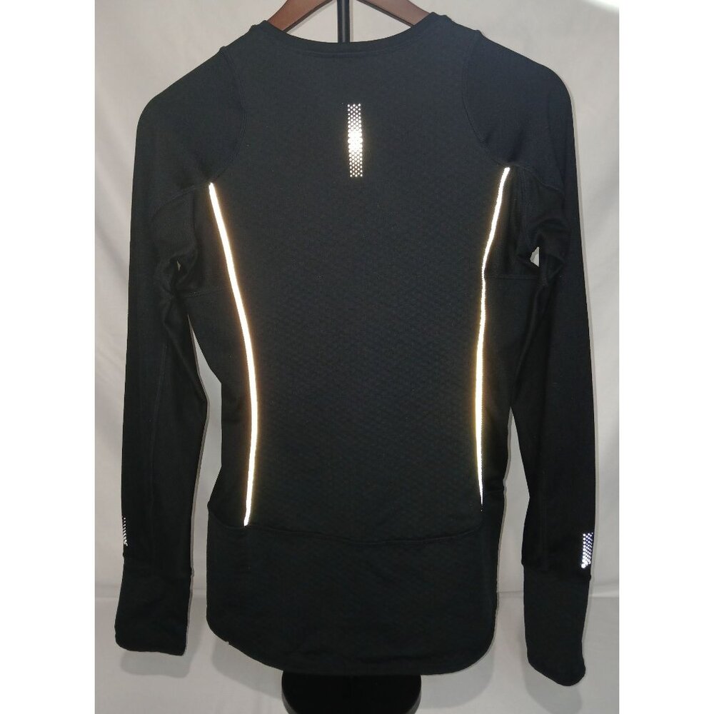 Athleta Reflective Heatzone Running Shirt Black Small Long Sleeve Zipper Pocket - Picture 7 of 10